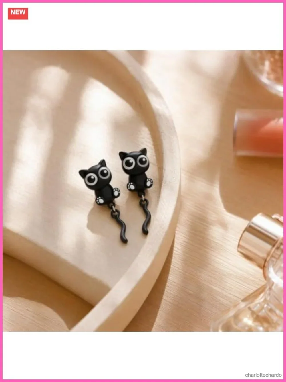 Black Cat Stud Earrings Stainless Steel Halloween Cute Cat Paw Jewelry